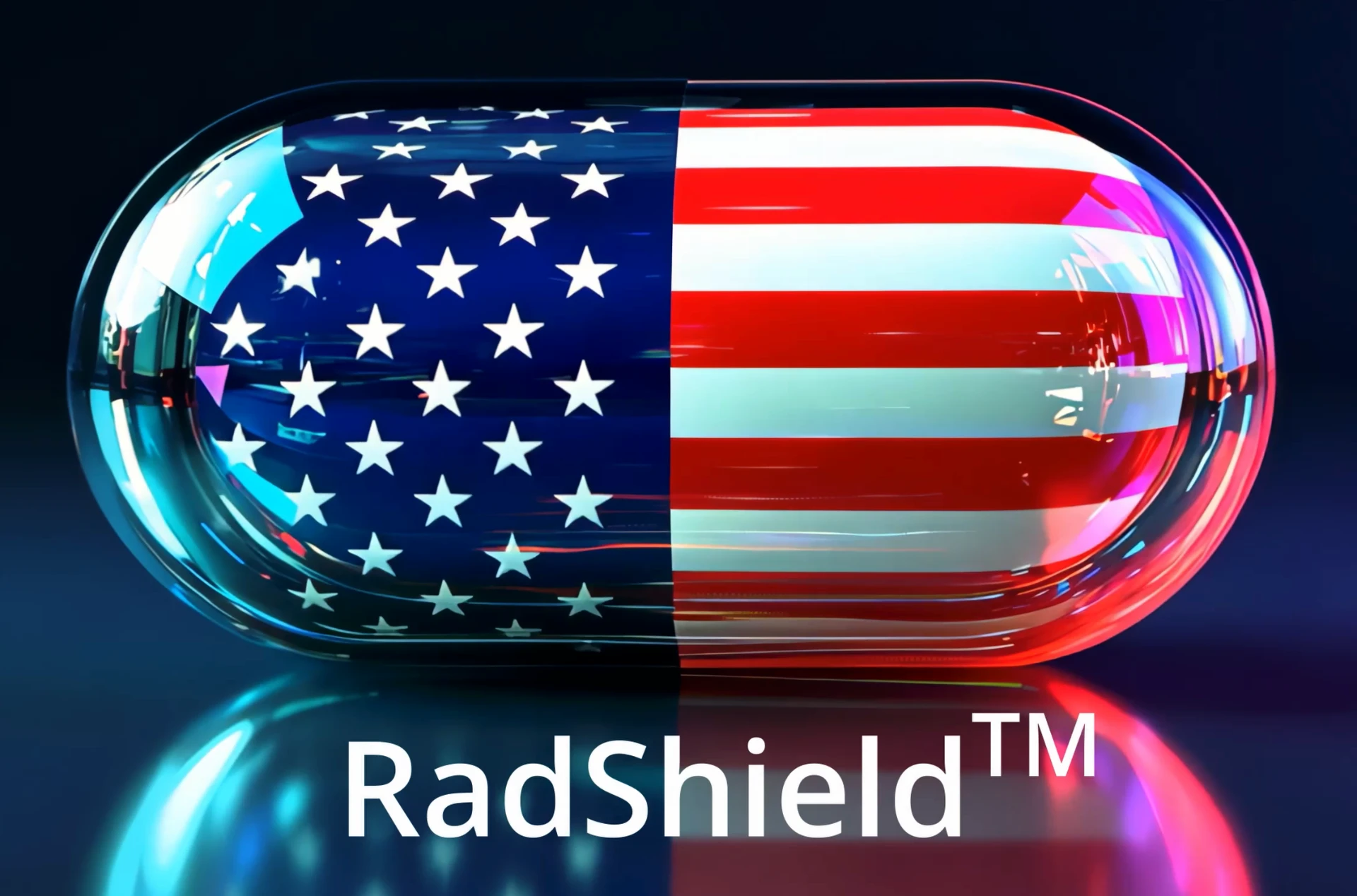 RadShield oral capsule in United States flag livery